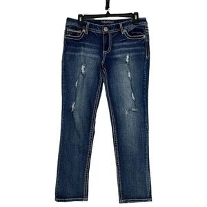MAURICES Junior Women’s Blue Jeans Sz 5/6 Distressed Ripped/Torn Stretch Pockets